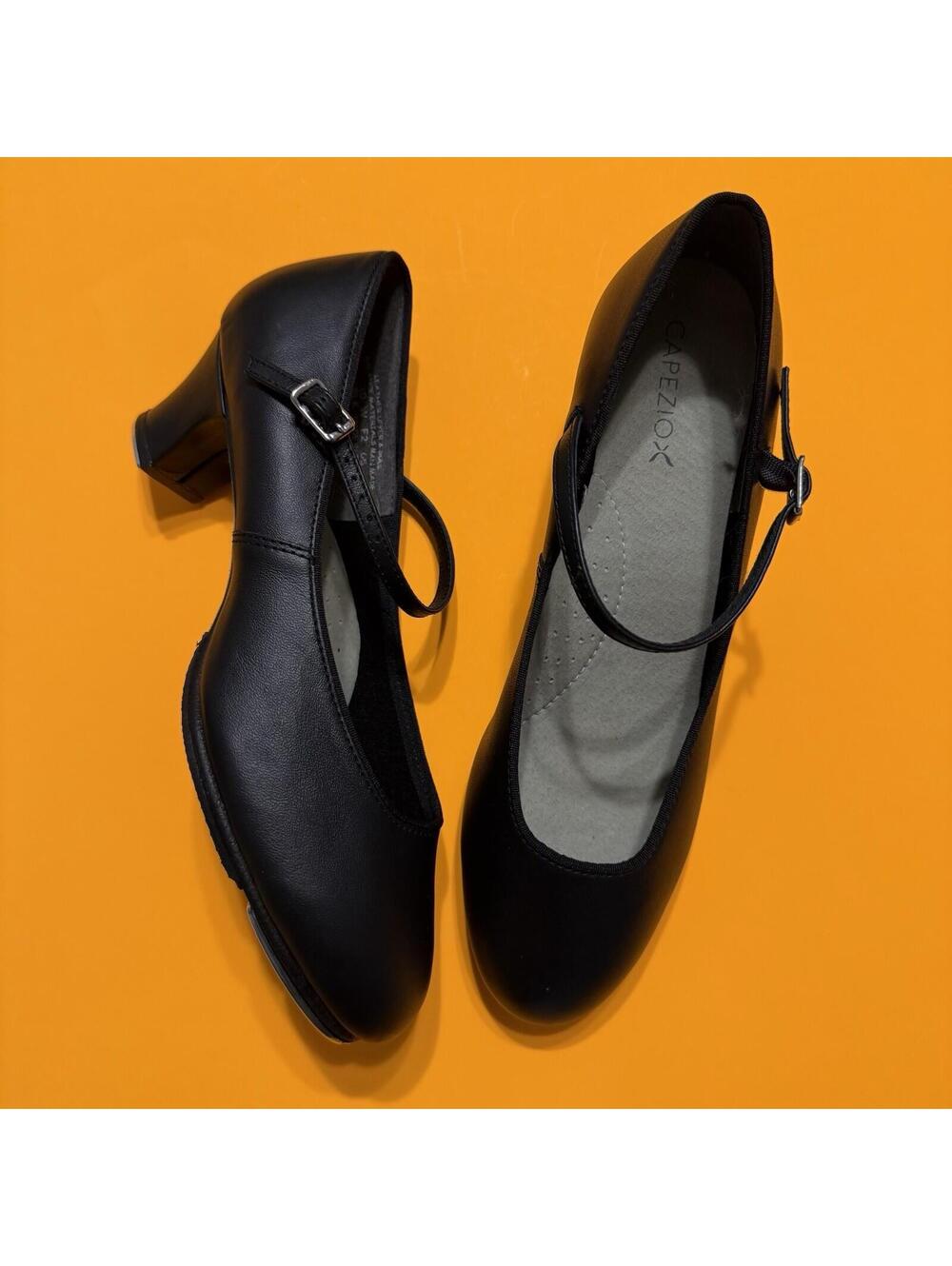 Capezio Mary Jane Man Made Tap Shoes Heel Leather Black Women's Size 10W